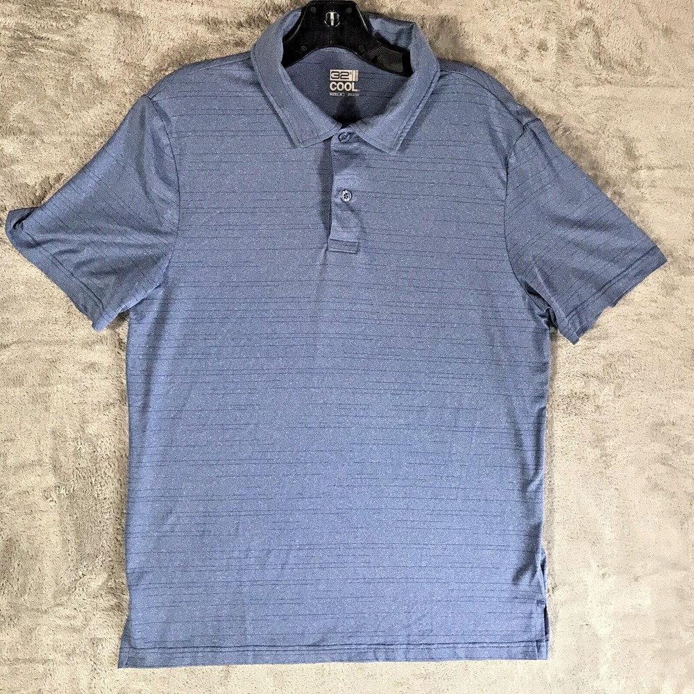 32 Degrees Cool Polo Shirt Mens Size Medium‎ Blue Short Sleeve Polyester Spandex